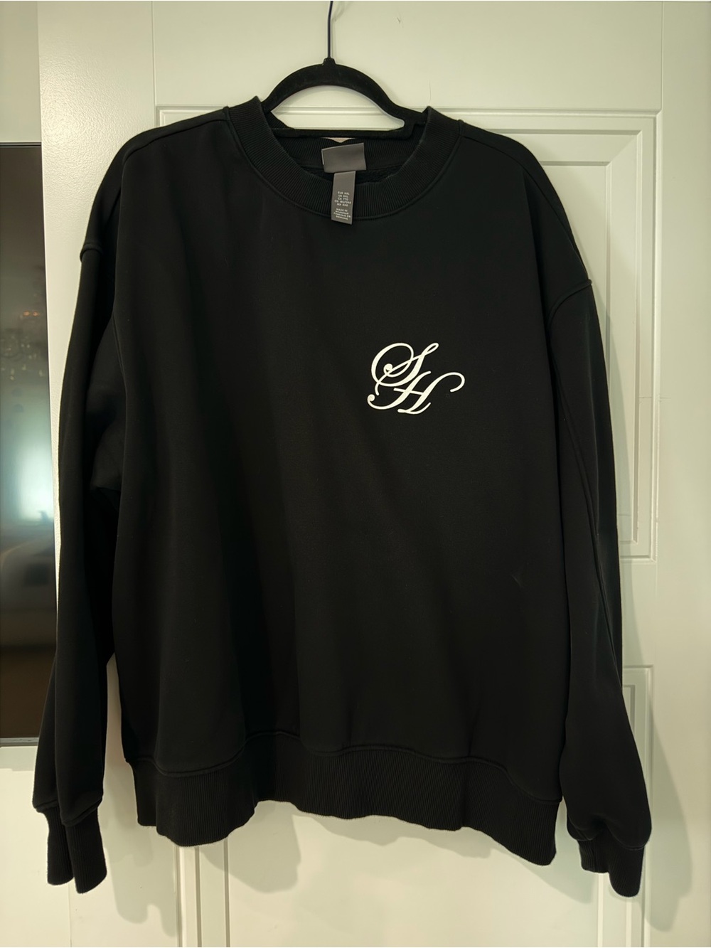 2 H&M Black and grey Men's Crewneck Sweater with White Script Logo